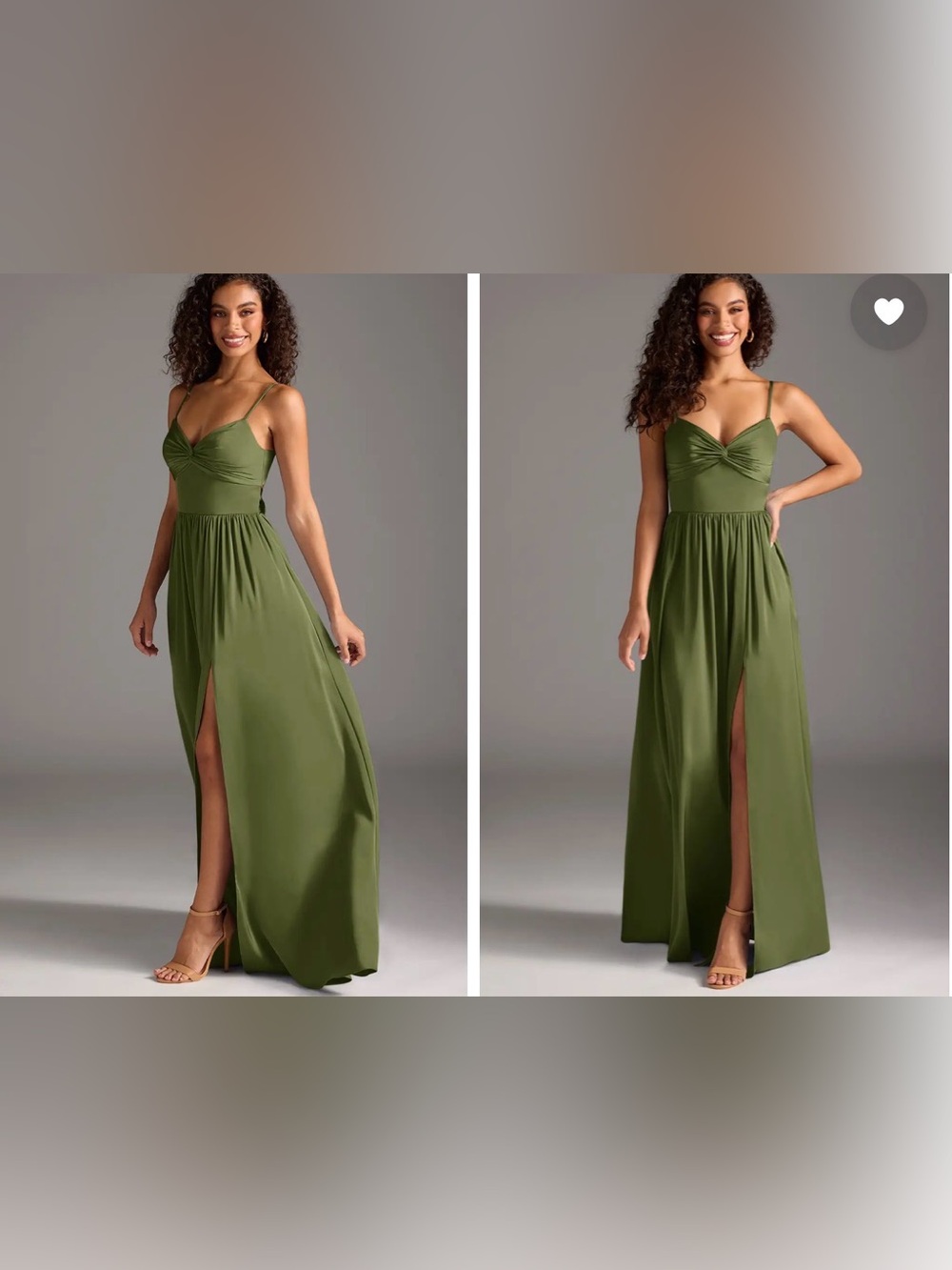 AZAZIE Zeya Olive A-Line Pleated Stretch Satin Dress